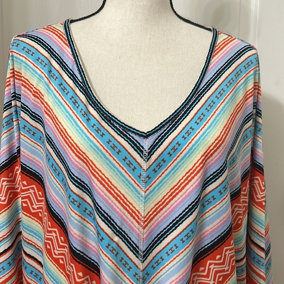 Studio Woman Multi color V Neck Tie Front Blouse Sz 2x - Picture 2 of 11